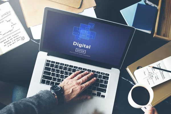 Laptop with digital concept — Stock Photo, Image