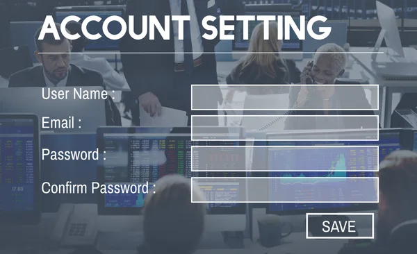 Ludzie biznesu, pracy i ustawienie konta — Zdjęcie stockowe