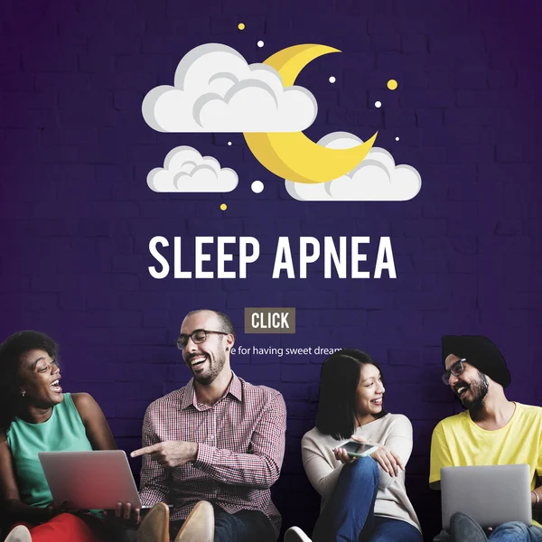 Diversity friends near wall with Sleep Apnea — Stock Photo, Image