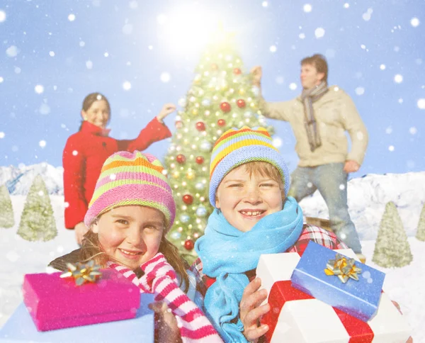 Beautiful Family Celebrating Christmas — Stock Photo, Image