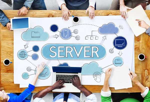 Business People Indicazione sul concetto di server — Foto Stock