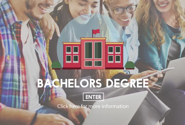 Diversity people and bachelors degree — Stock Photo, Image