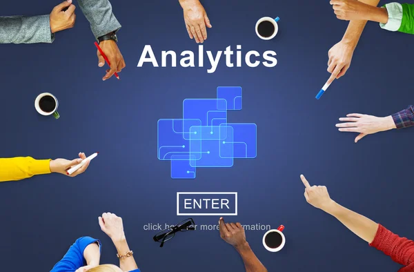 People Pointing on Analytics Data — Stock Photo, Image