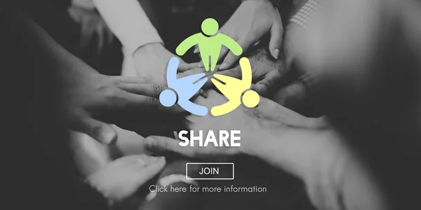 Mensen met handen samen en delen — Stockfoto