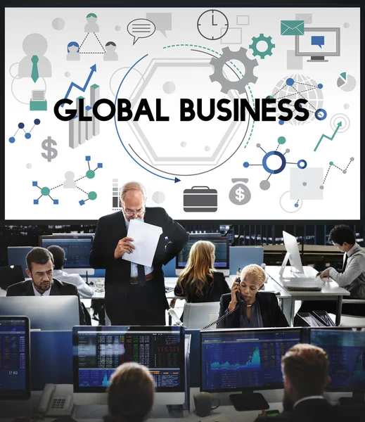 Werknemers van het bedrijf en global business — Stockfoto