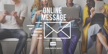 çeşitlilik insanlar ve online mesaj