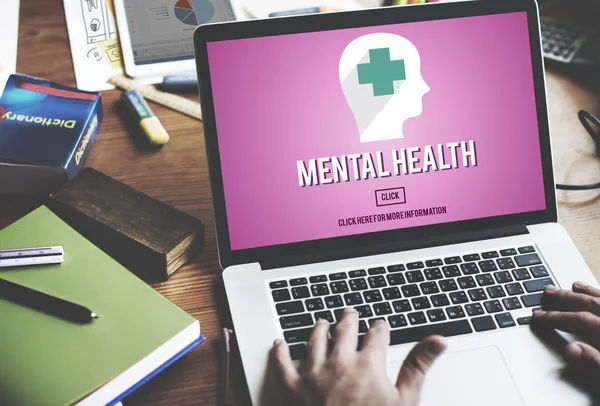 Laptop mit Konzept für psychische Gesundheit — Stockfoto