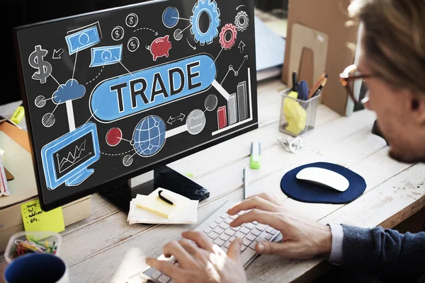 Businessman working with computer in office — Stock Photo, Image