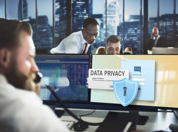 Business people working and data privacy — Stock Photo, Image