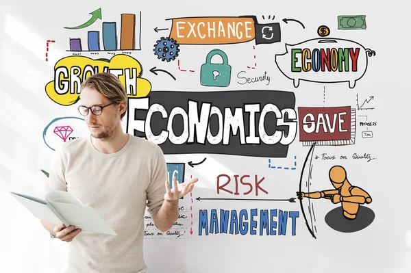Businessman working with economics — Stock Photo, Image