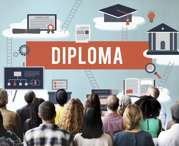 Persone in seminario con diploma — Foto Stock