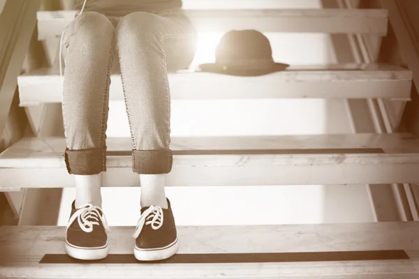 Sneakers on Feet Concept — Stock Photo, Image