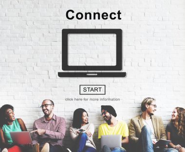 çeşitlilik arkadaş connect ile duvarının yakınında