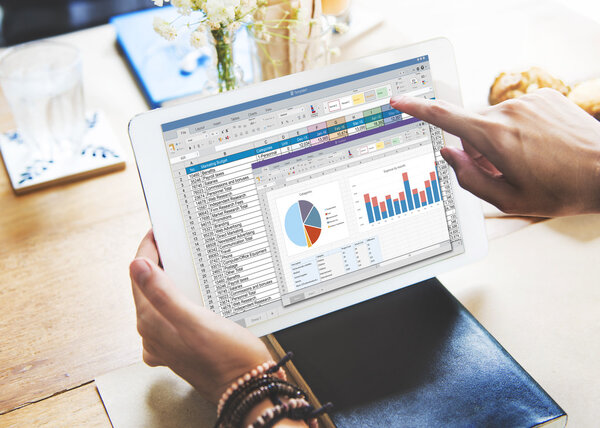 female hands with digital device