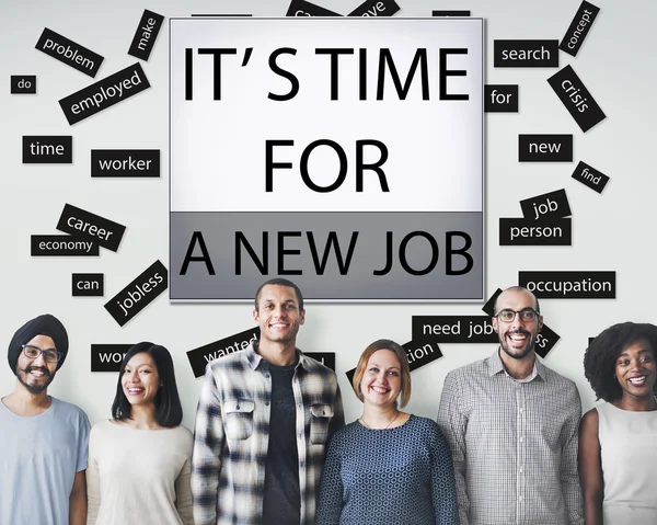 Diversity-Menschen mit neuem Job — Stockfoto