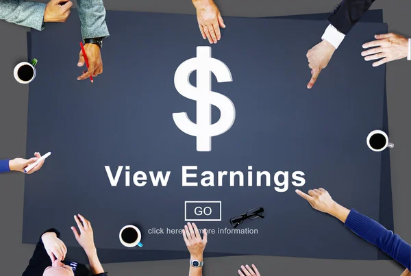 Business People Pointing on View Earnings — Stock Photo, Image