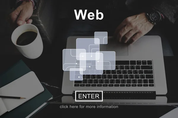 Laptop con concetto web — Foto Stock
