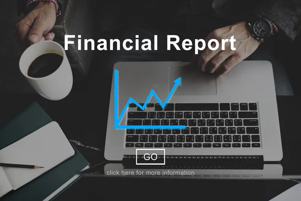 Portátil con concepto de informe financiero — Foto de Stock