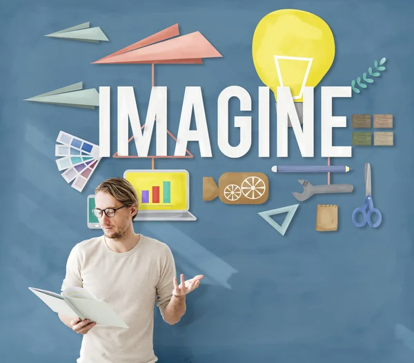 Geschäftsmann arbeitet mit Imagine — Stockfoto