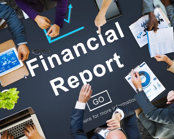 Business People Pointing on Financial Report — Stock Photo, Image