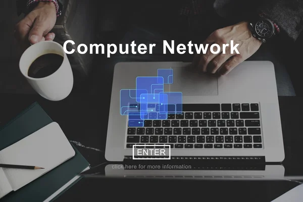 Laptop with computer network concept — Stock Photo, Image