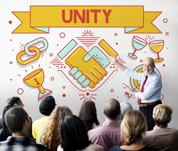 People at seminar with unity — Stock Photo, Image