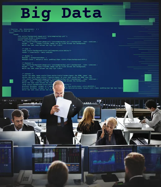 Trabalhadores de negócios e big data — Fotografia de Stock