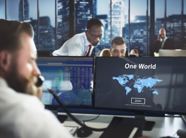 çalışma iş adamları ve bir dünya