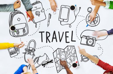 Çeşitlilik insanlar ve seyahat kavramı 