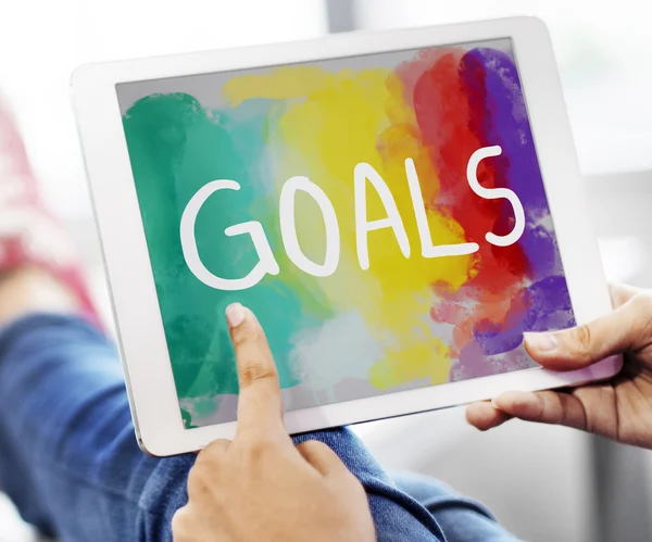 Digital tablet with goals — Stock Photo, Image