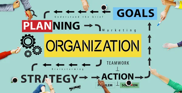 Business People Pointing on Organization Konsep — Stok Foto