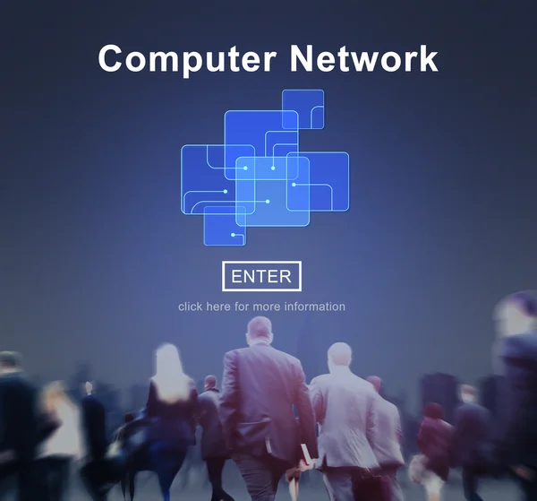 Geschäftsleute mit Computernetzwerk-Konzept — Stockfoto