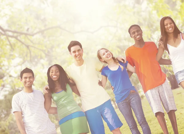 Young friends at outdoors — Stock Photo, Image