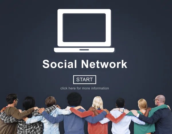 Multiethnische Menschen und soziales Netzwerkkonzept — Stockfoto