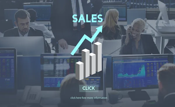 Pessoas de negócios trabalhando e vendas — Fotografia de Stock