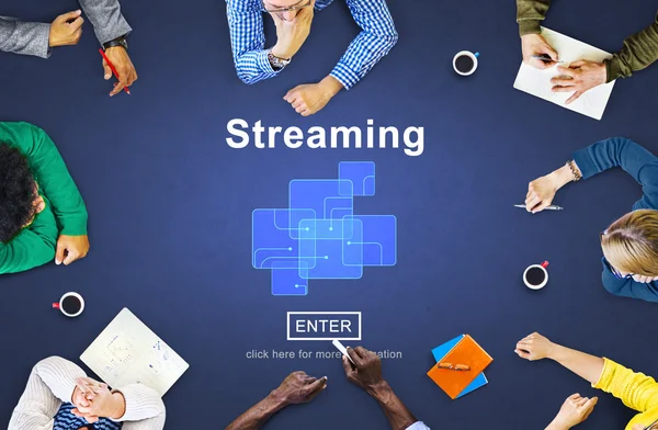 Business People Pointing on Streaming — Stock Photo, Image