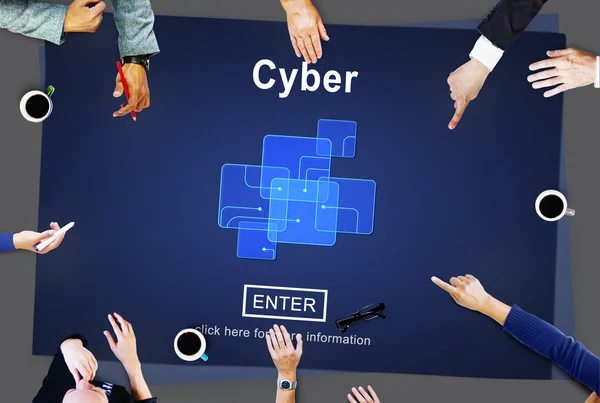 Les gens d'affaires pointent du doigt sur Cyber — Photo