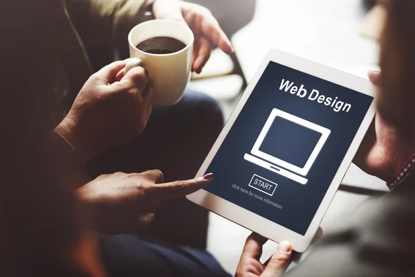 Tableta digital con diseño web —  Fotos de Stock