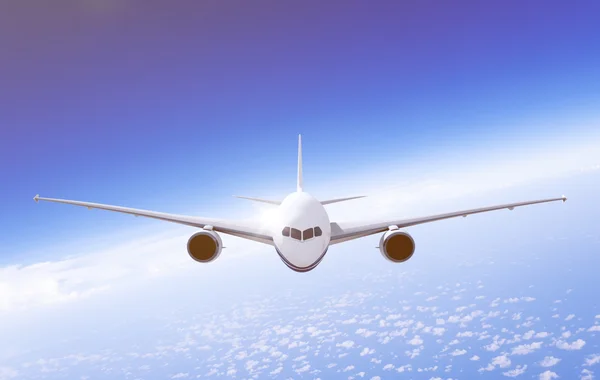 Plane flying in the sky — Stock Photo, Image