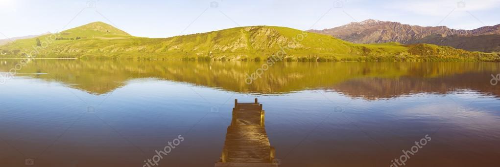 lake with jetty in New Zealand