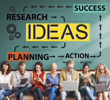 aygıtlar ve fikirleri ile insanlar oturup