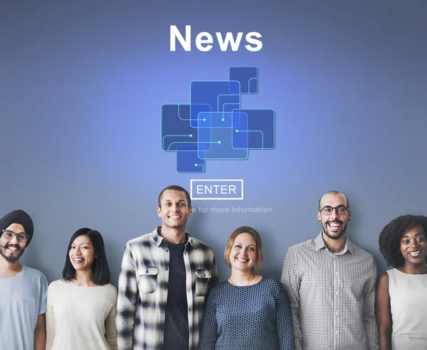 Diversity people with News — Stock Photo, Image