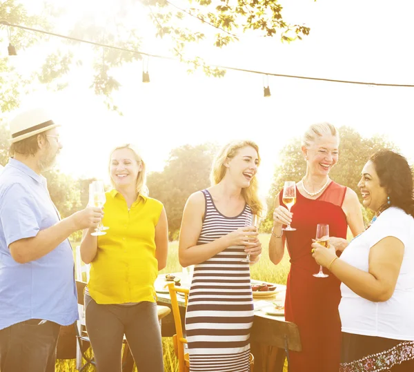 Group people on picnic at park — Stock Photo, Image