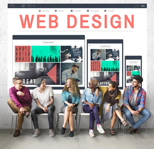 Rozmanitost lidí a web design — Stock fotografie