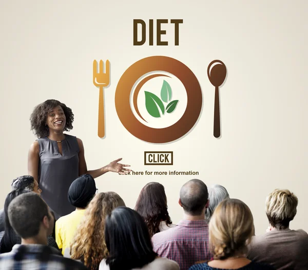 Människor på seminarium med diet — Stockfoto