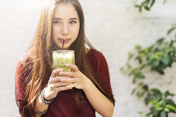 Woman Drinking Green Tea