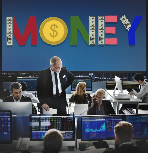 Trabalhadores das empresas e dinheiro — Fotografia de Stock