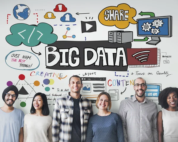 Diversity people with Big Data — Stock Photo, Image