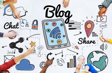 İş adamları blog konsepti üzerine işaret