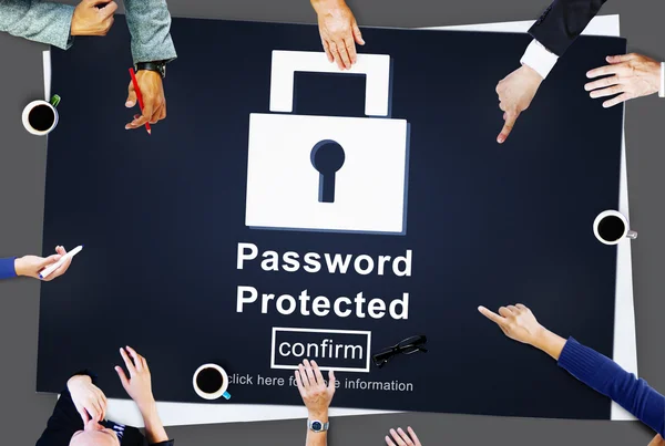 Business People Pointing on Password Protected — Stock Photo, Image